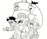 Coloriage Bateau de Pirate dessin animé