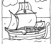 Coloriage et dessins gratuit Bateau de pirate en bois à imprimer