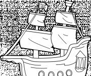 Coloriage Bateau de Pirate vecteur en couleur