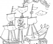 Coloriage Bateau de pirates humoristique