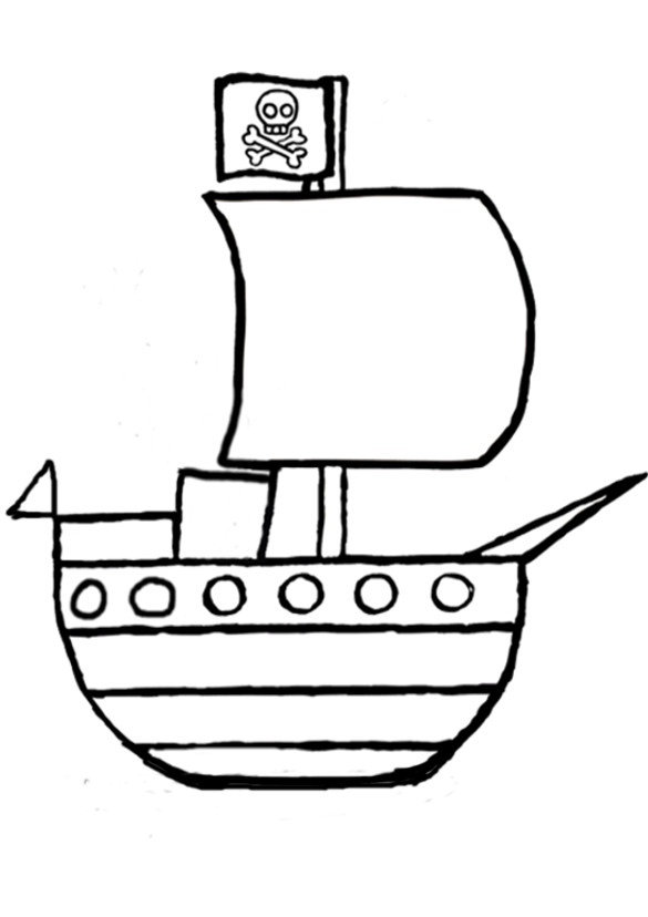 Coloriage Bateau de pirates vecteur dessin gratuit à imprimer