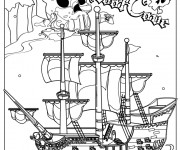 Coloriage Bateau et le symbole des pirates