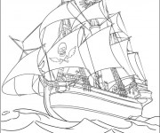 Coloriage Bateau Pirate dans l'océan