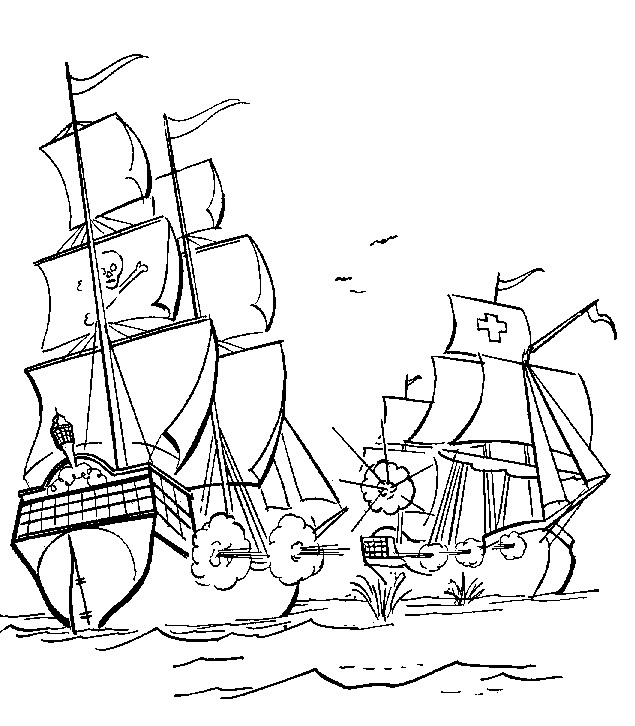 Coloriage Bateau Pirate En Bataille Dessin Gratuit à Imprimer