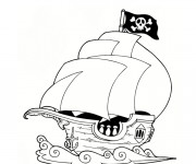 Coloriage Bateau Pirate facile &agrave; d&eacute;corer