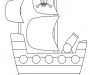 Coloriage Bateau Pirate simple pour décoration