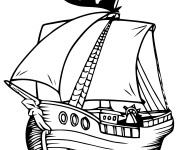 Coloriage Bateau Pirate vecteur