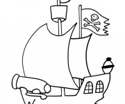 Coloriage Paysage de Bateau de Pirate couleur