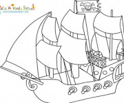 Coloriage Un Bateau de Pirate à voile