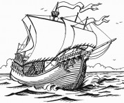 Coloriage Un Bateau Pirate qui traverse l'océan