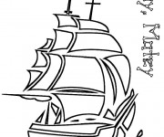 Coloriage Un Bateau Pirate vectoriel