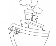 Coloriage et dessins gratuit Bateau à quatre cheminées à imprimer