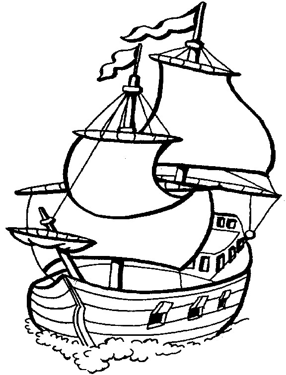 Coloriage Bateau à voile vectoriel dessin gratuit à imprimer