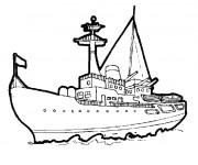 Coloriage Bateau de guerre vectoriel