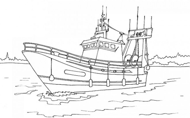 Coloriage Bateau De Pêche Dans Leau Dessin Gratuit à Imprimer