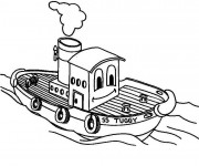 Coloriage Bateau de pêche qui sourit