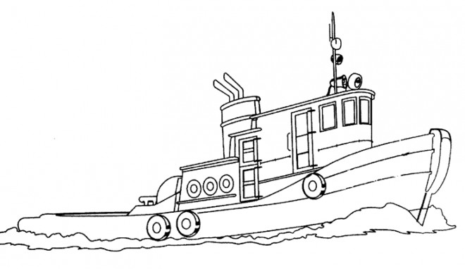 Coloriage Petit Bateau de pêche dans la mer
