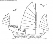 Coloriage Un Bateau en bois en voyage