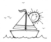 Coloriage et dessins gratuit Un beau Bateau dans la nature à imprimer