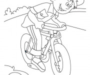 Coloriage Enfant sur sa Bicyclette en plein air