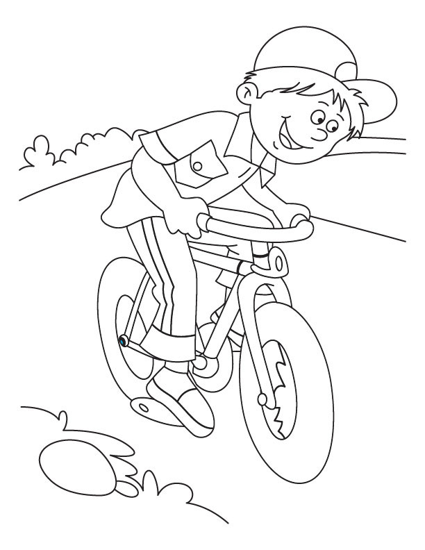 Coloriage et dessins gratuits Enfant sur sa Bicyclette en plein air à imprimer
