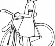 Coloriage et dessins gratuit Fille et son Vélo à imprimer
