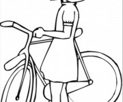 Coloriage Fille et son Vélo