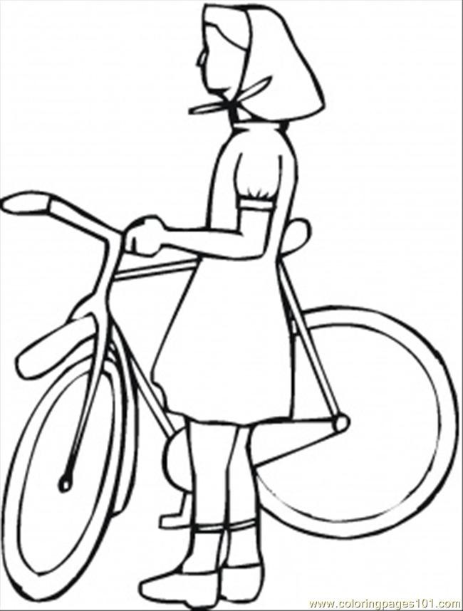 Coloriage et dessins gratuits Fille et son Vélo à imprimer