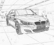 Coloriage BMW M5 dans le garage