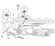 Coloriage Belle Bugatti en route