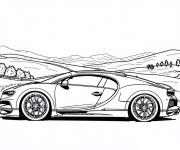 Coloriage Bugatti avec un fond de la compagne