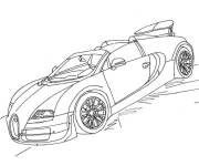 Coloriage Bugatti cabriolet en noir et blanc