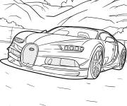 Coloriage Bugatti Chiron avec des montagnes en arri&egrave;re-plan
