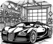 Coloriage Bugatti Chiron dans le garage