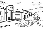 Coloriage Bugatti circule dans les rues de la ville