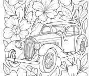 Coloriage Bugatti classique &agrave; motif en fleurs