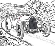 Coloriage Bugatti classique sillonnant la campagne