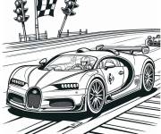 Coloriage Bugatti commence la course