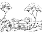 Coloriage Bugatti dans la for&ecirc;t