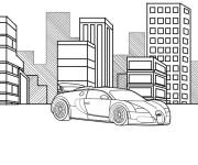 Coloriage Bugatti dans la ville