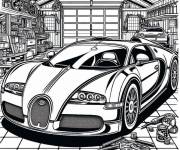 Coloriage Bugatti dans le garage