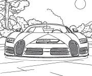 Coloriage Bugatti dans un cadre ext&eacute;rieur pittoresque