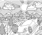 Coloriage Bugatti dans un monde magique