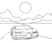 Coloriage Bugatti dans une sc&egrave;ne naturelle