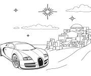 Coloriage Bugatti dans une ville pour enfants