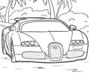 Coloriage Bugatti devant des palmiers