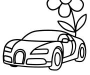 Coloriage Bugatti et une grosse fleur
