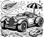 Coloriage Bugatti facile sur la plage