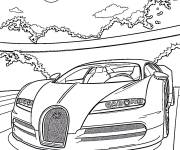 Coloriage Bugatti filant &agrave; travers un paysage pittoresque