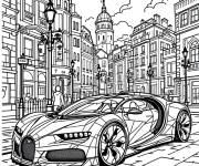 Coloriage Bugatti gar&eacute; dans la ville
